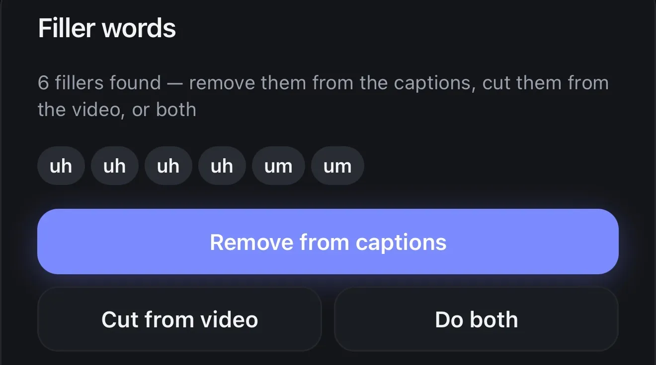 Filler words found, with three ways to remove them